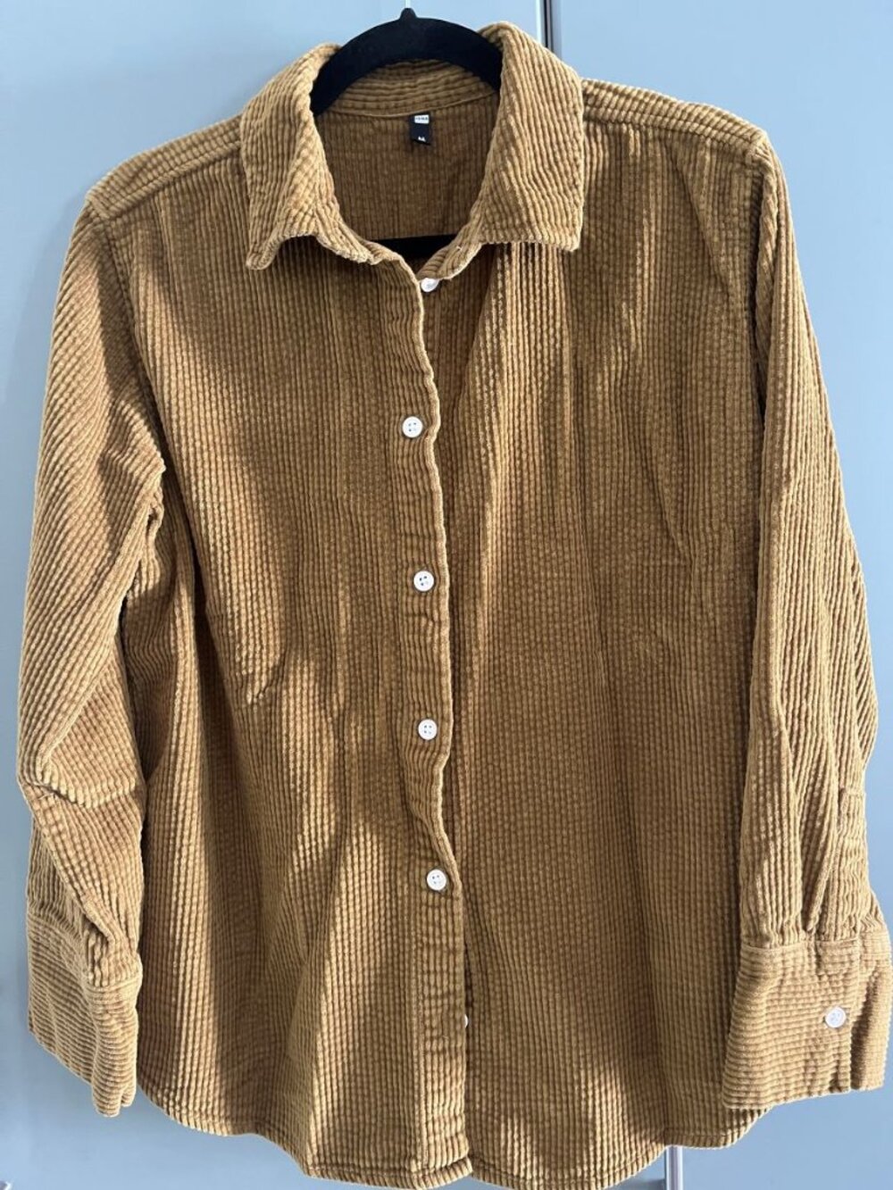 BUTTON DOWN SHIRT MENS BROWN CORDUROY MEDIUM HEMA